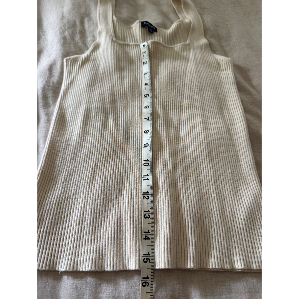 Splendid Womens Ribbed Knit Square Neck Tank Top Cream RF2W97X Large - Picture 6 of 6